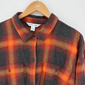 Old Navy Shirt Womens XXL Orange Evermore Boyfriend Plaid Flannel Grunge Swiftie